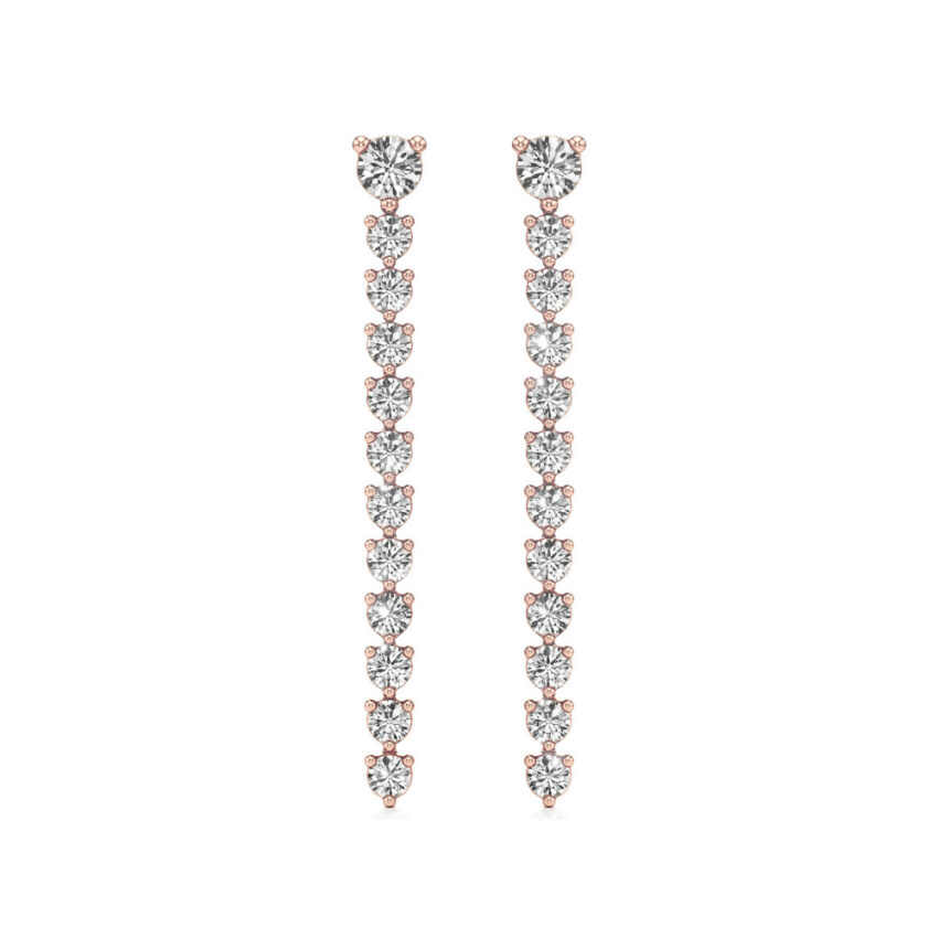 lab grown diamond straight line drop earrings rose gold front