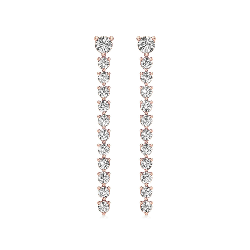 lab grown diamond straight line drop earrings rose gold front lab grown diamond straight line drop earrings rose gold front