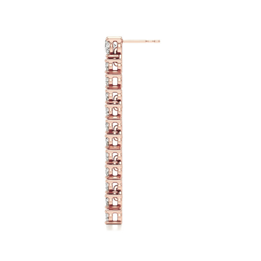 lab grown diamond straight line drop earrings rose gold side