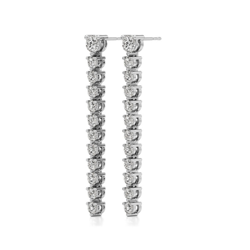 lab grown diamond straight line drop earrings white gold angle