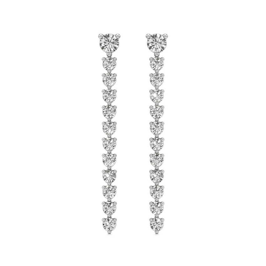 lab grown diamond straight line drop earrings white gold front