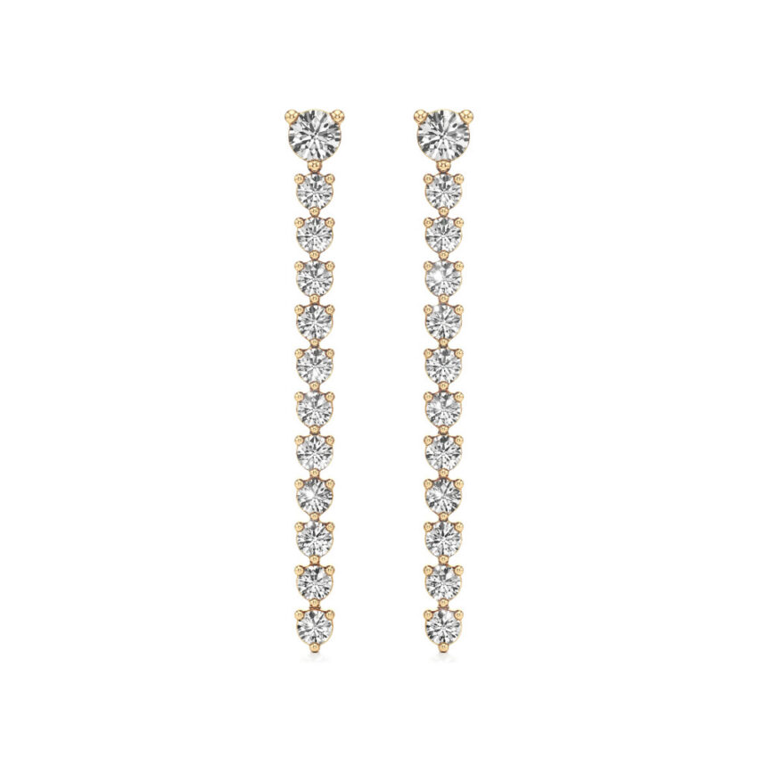 lab grown diamond straight line drop earrings yellow gold front