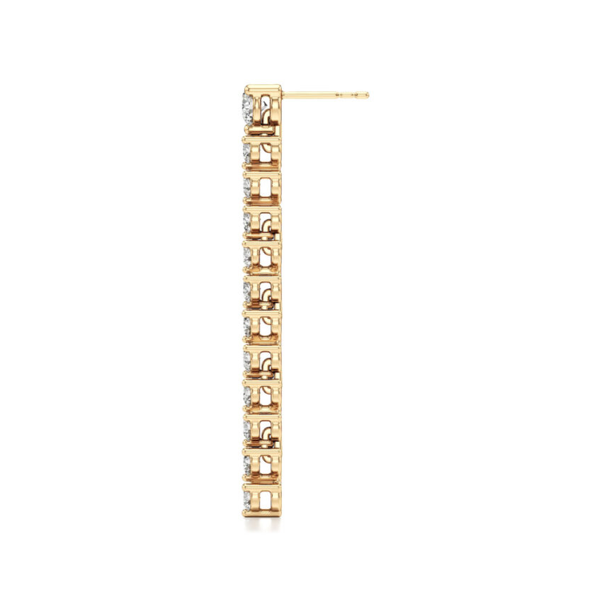 lab grown diamond straight line drop earrings yellow gold side