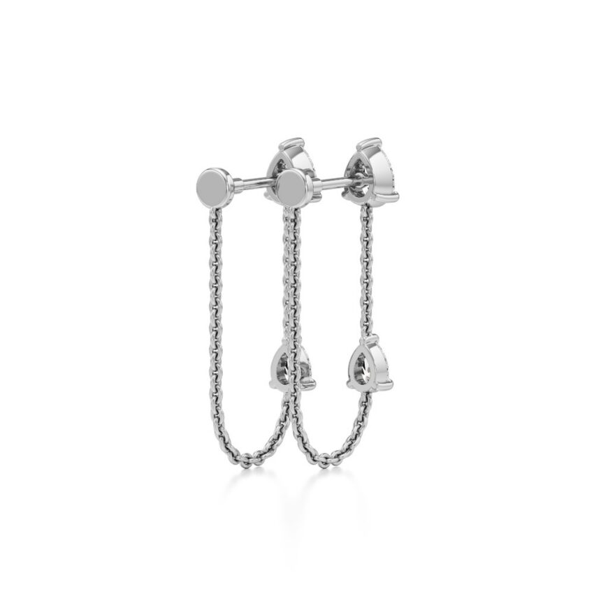 lab grown double pear diamond front back earrings white gold back