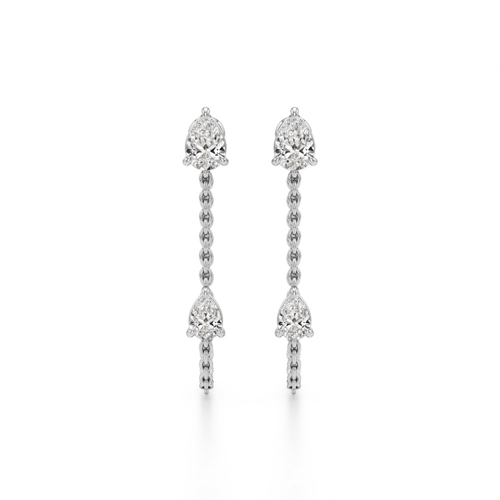lab grown double pear diamond front back earrings white gold front