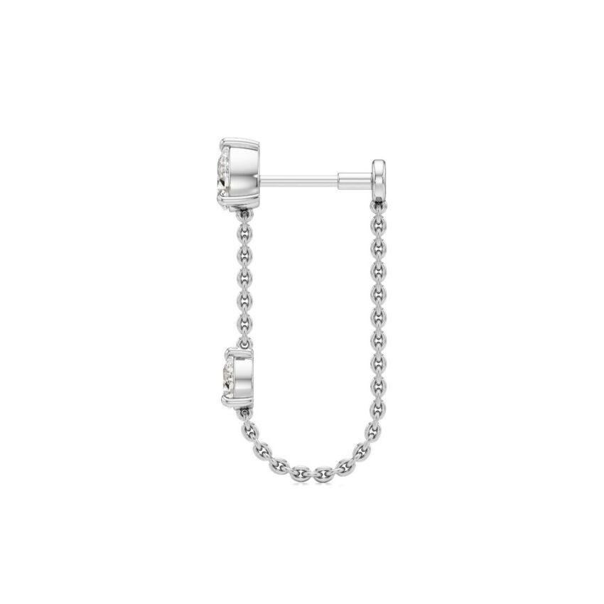 lab grown double pear diamond front back earrings white gold side
