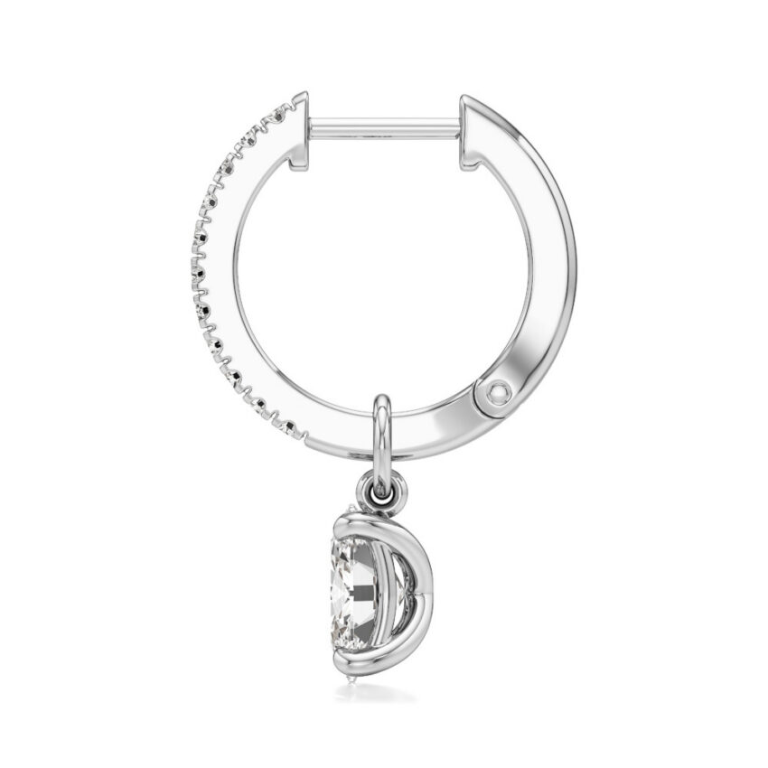 oval lab grown diamond charm hoops platinum side