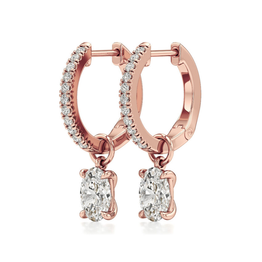 oval lab grown diamond charm hoops rose gold angle