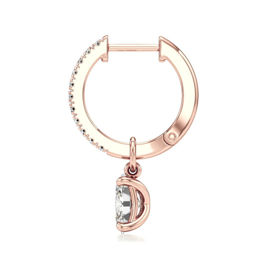 oval lab grown diamond charm hoops rose gold side