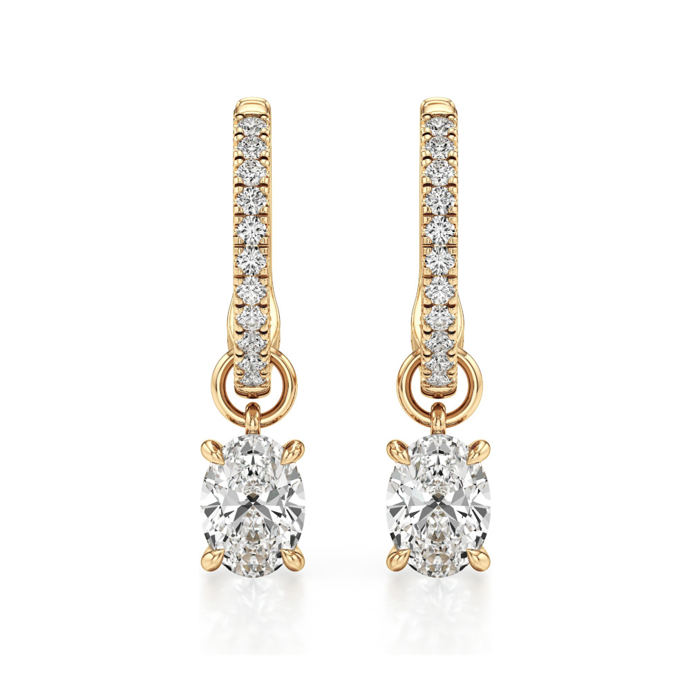 oval lab grown diamond charm hoops yellow gold front oval lab grown diamond charm hoops yellow gold front