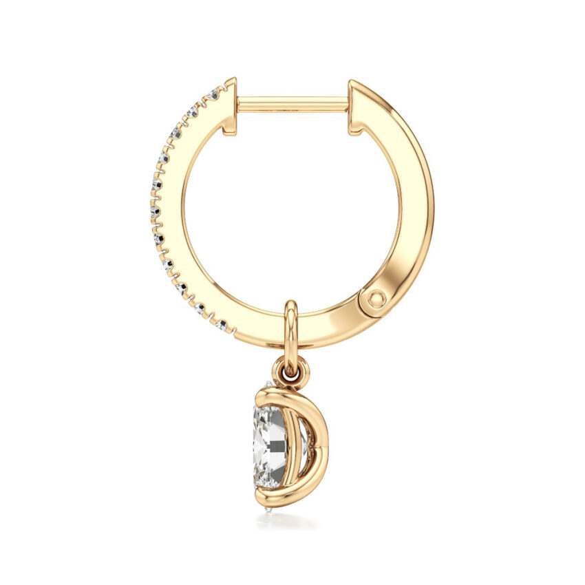 oval lab grown diamond charm hoops yellow gold side