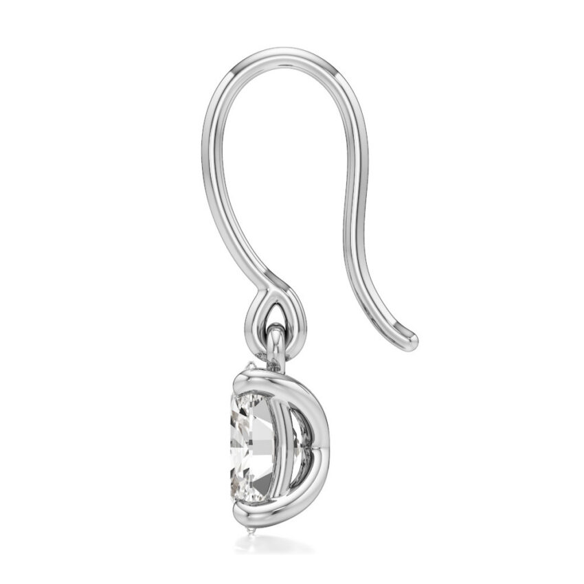 oval lab grown diamond drop earrings platinum side