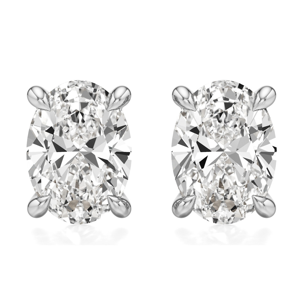oval lab grown diamond stud earrings platinum front oval lab grown diamond stud earrings platinum front