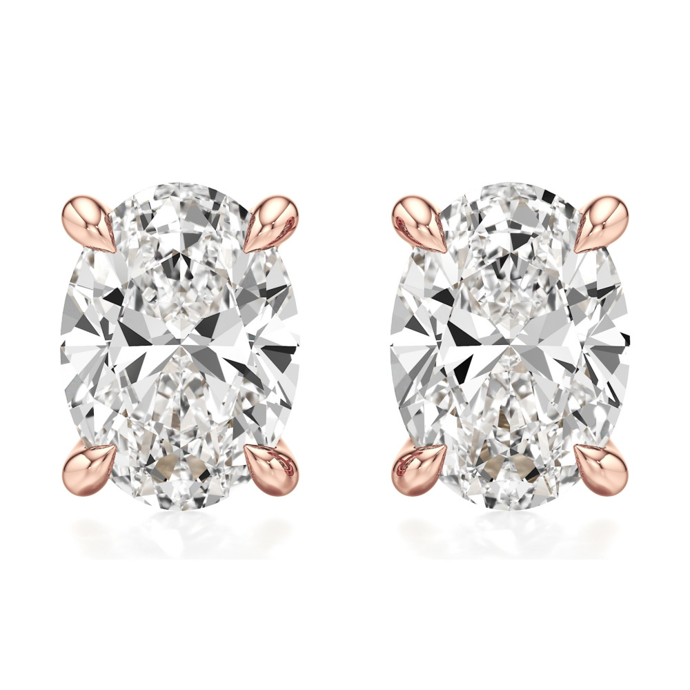 oval lab grown diamond stud earrings rose gold front oval lab grown diamond stud earrings rose gold front