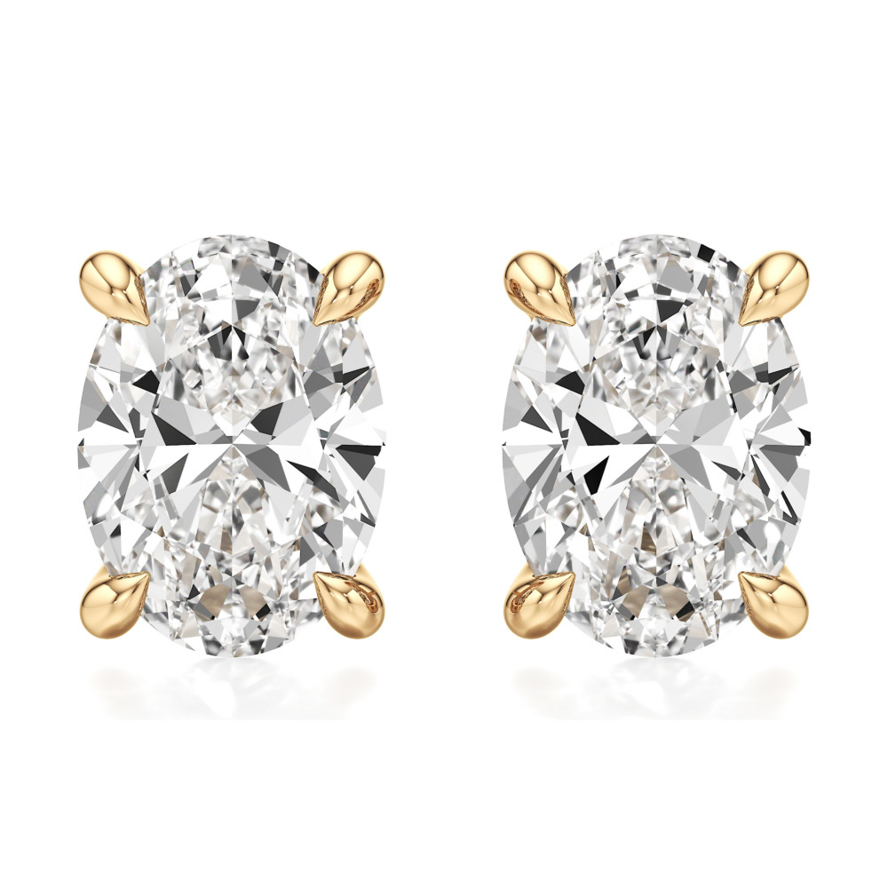 oval lab grown diamond stud earrings yellow gold front oval lab grown diamond stud earrings yellow gold front