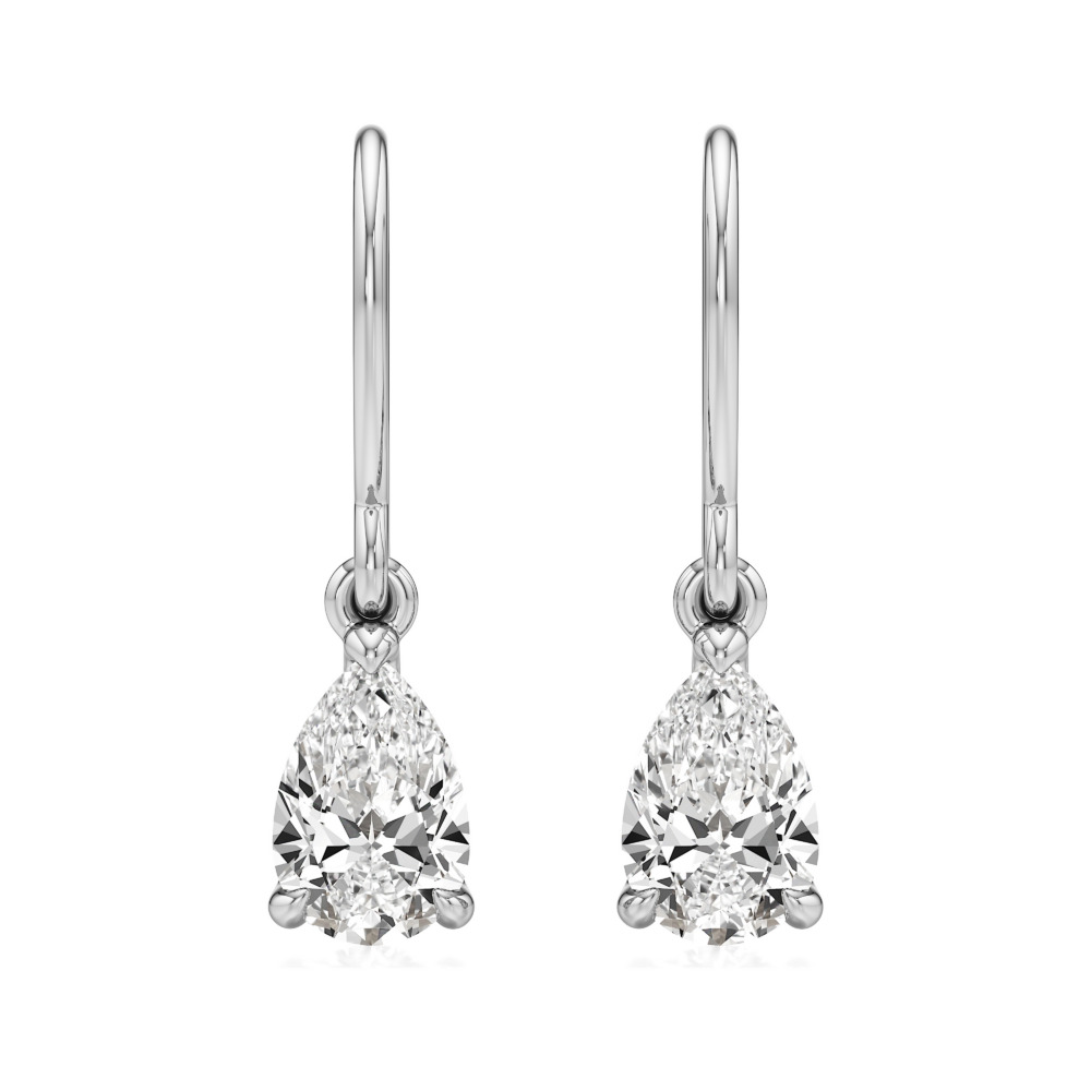pear lab grown diamond drop earrings platinum front pear lab grown diamond drop earrings platinum front