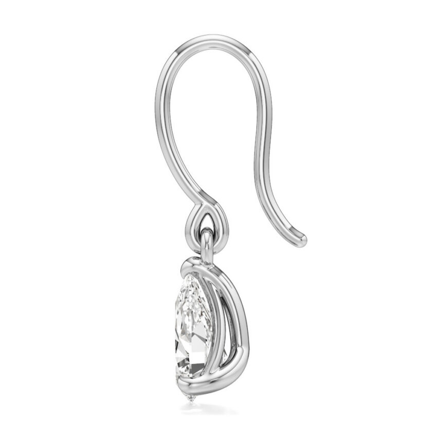 pear lab grown diamond drop earrings platinum side
