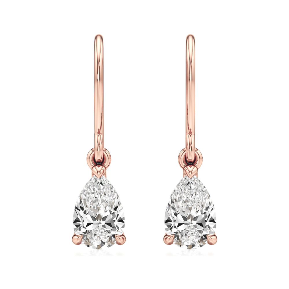 pear lab grown diamond drop earrings rose gold front pear lab grown diamond drop earrings rose gold front