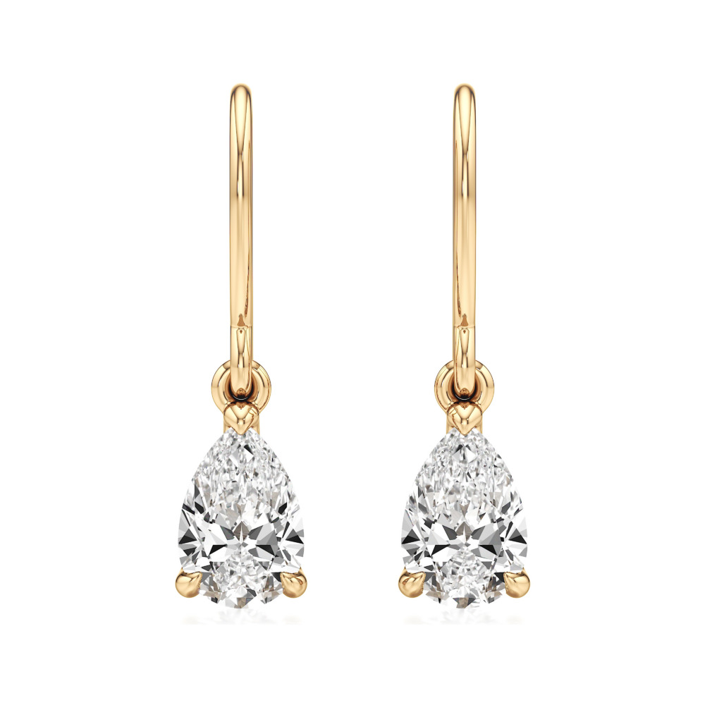 pear lab grown diamond drop earrings yellow gold front pear lab grown diamond drop earrings yellow gold front