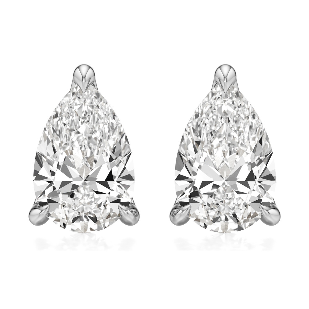 pear lab grown diamond stud earrings platinum front pear lab grown diamond stud earrings platinum front