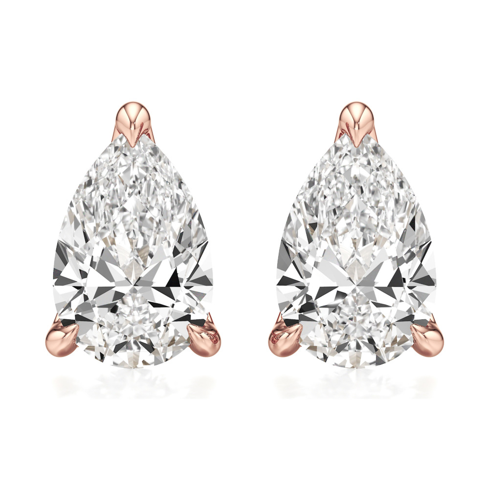 pear lab grown diamond stud earrings rose gold front pear lab grown diamond stud earrings rose gold front