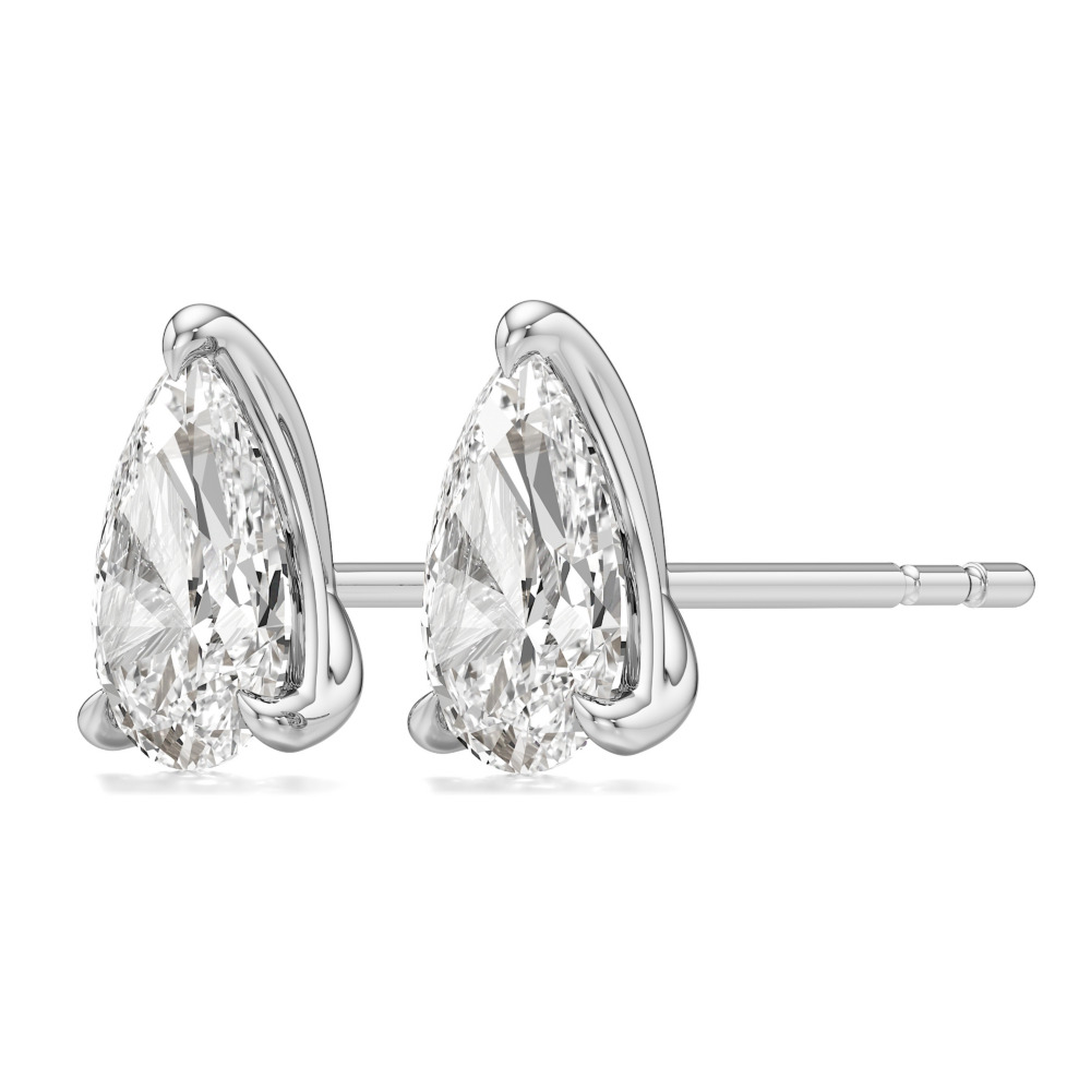 pear lab grown diamond stud earrings white gold angle
