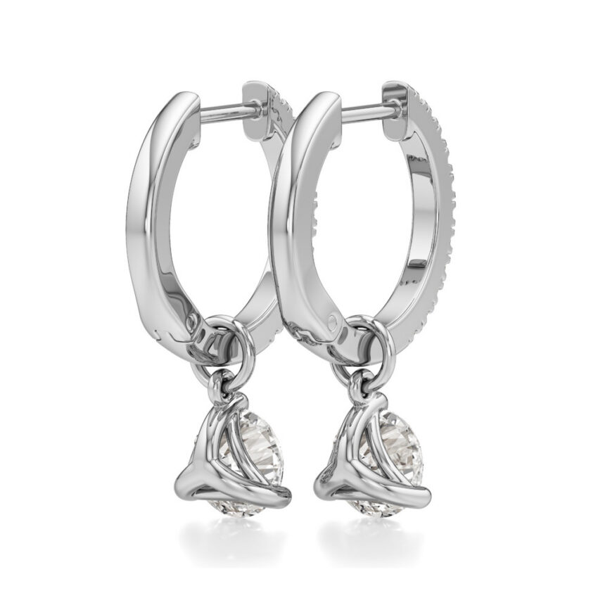 round lab grown diamond charm hoops platinum back