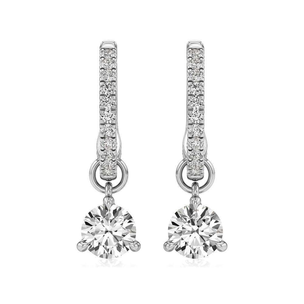 round lab grown diamond charm hoops platinum front round lab grown diamond charm hoops platinum front