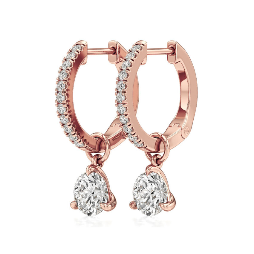 round lab grown diamond charm hoops rose gold angle