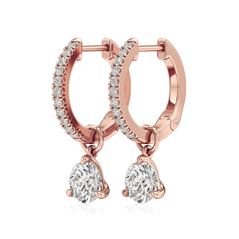 round lab grown diamond charm hoops rose gold angle