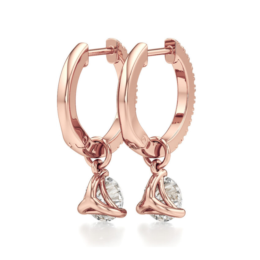 round lab grown diamond charm hoops rose gold back