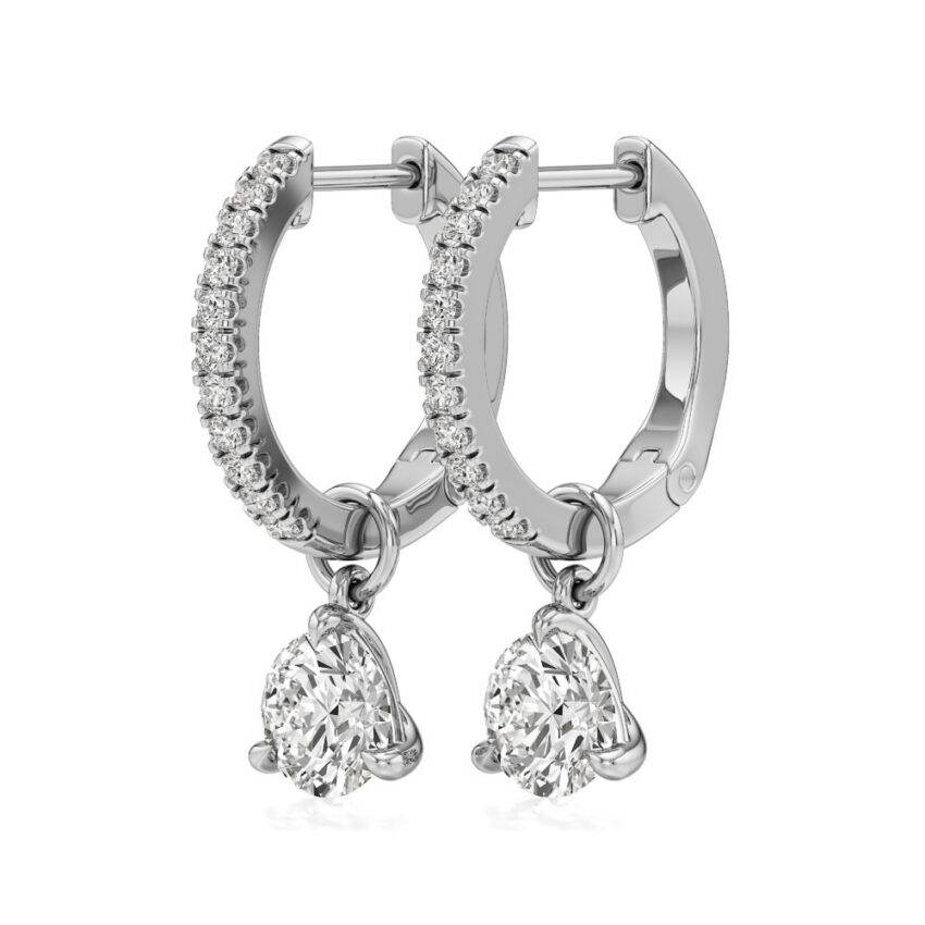 round lab grown diamond charm hoops white gold angle