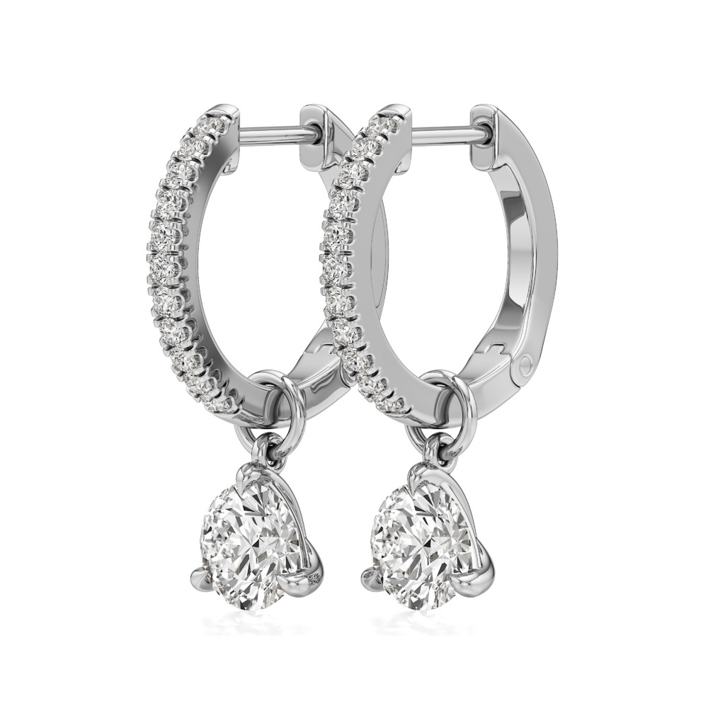 round lab grown diamond charm hoops white gold angle