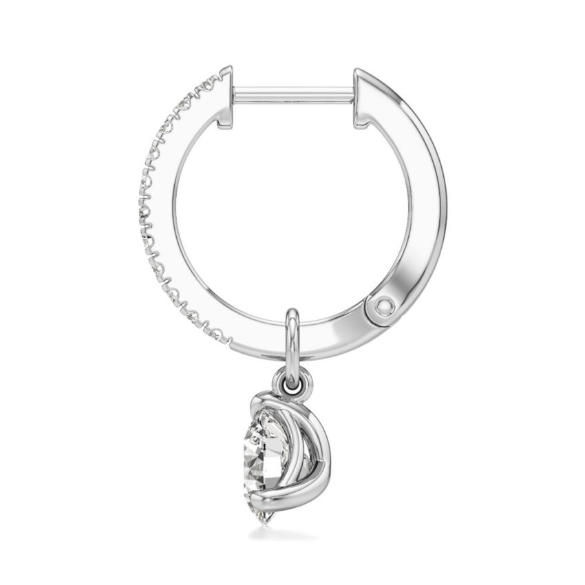 round lab grown diamond charm hoops white gold side