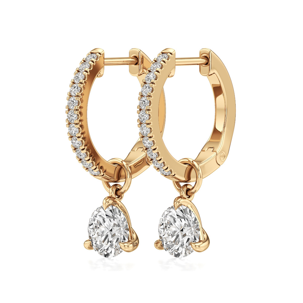 round lab grown diamond charm hoops yellow gold angle