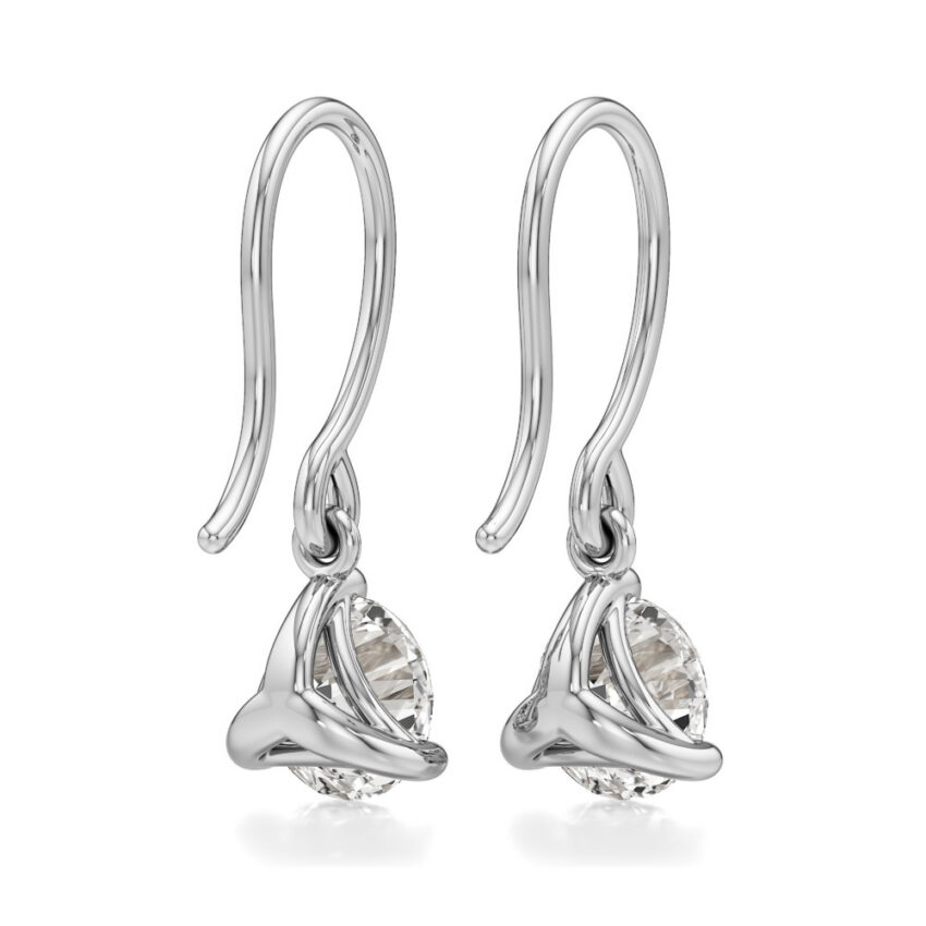 round lab grown diamond drop earrings platinum back