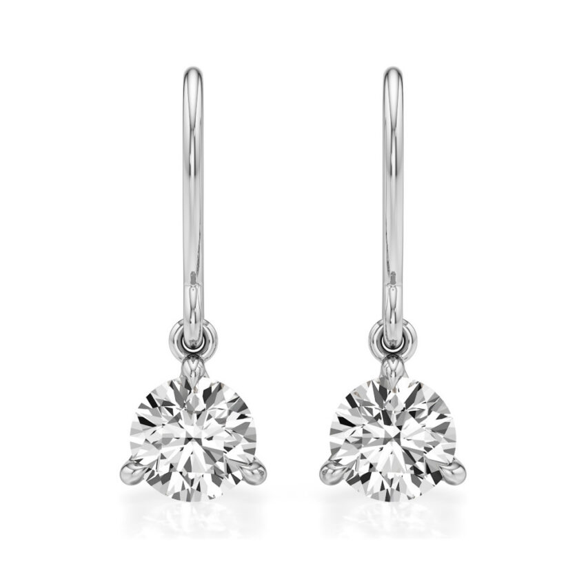 round lab grown diamond drop earrings platinum front