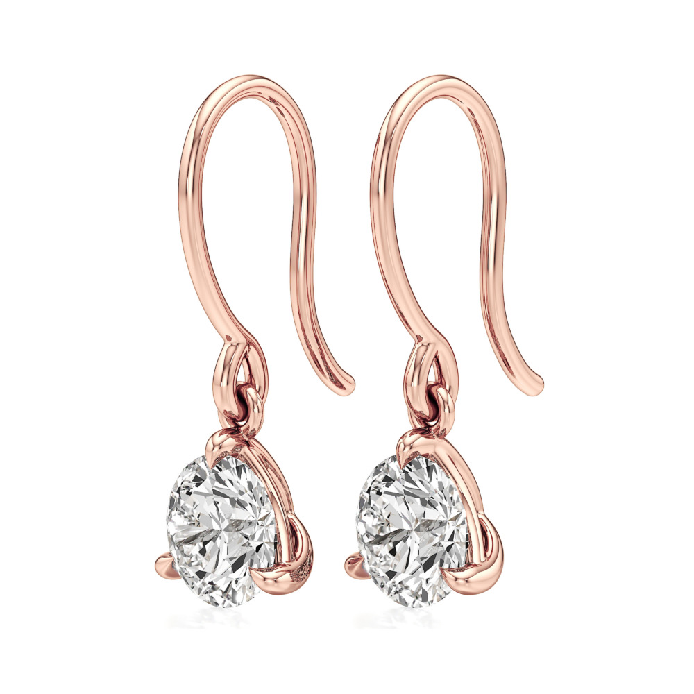 round lab grown diamond drop earrings rose gold angle