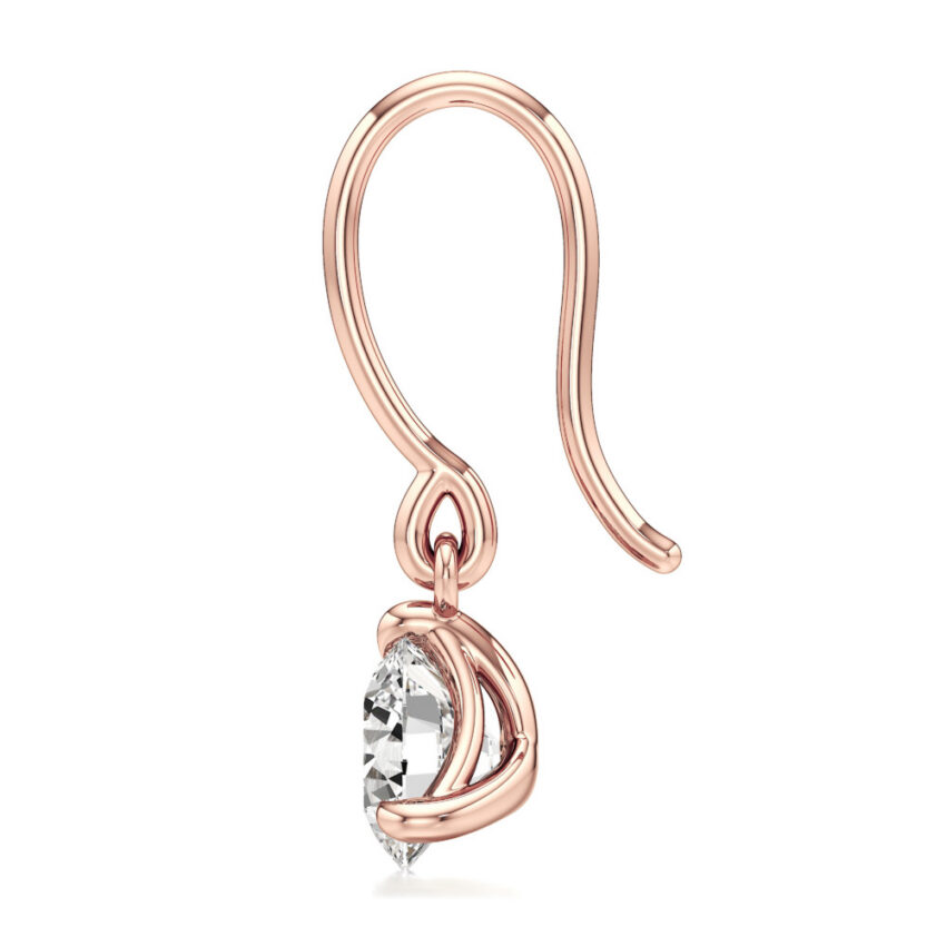 round lab grown diamond drop earrings rose gold side