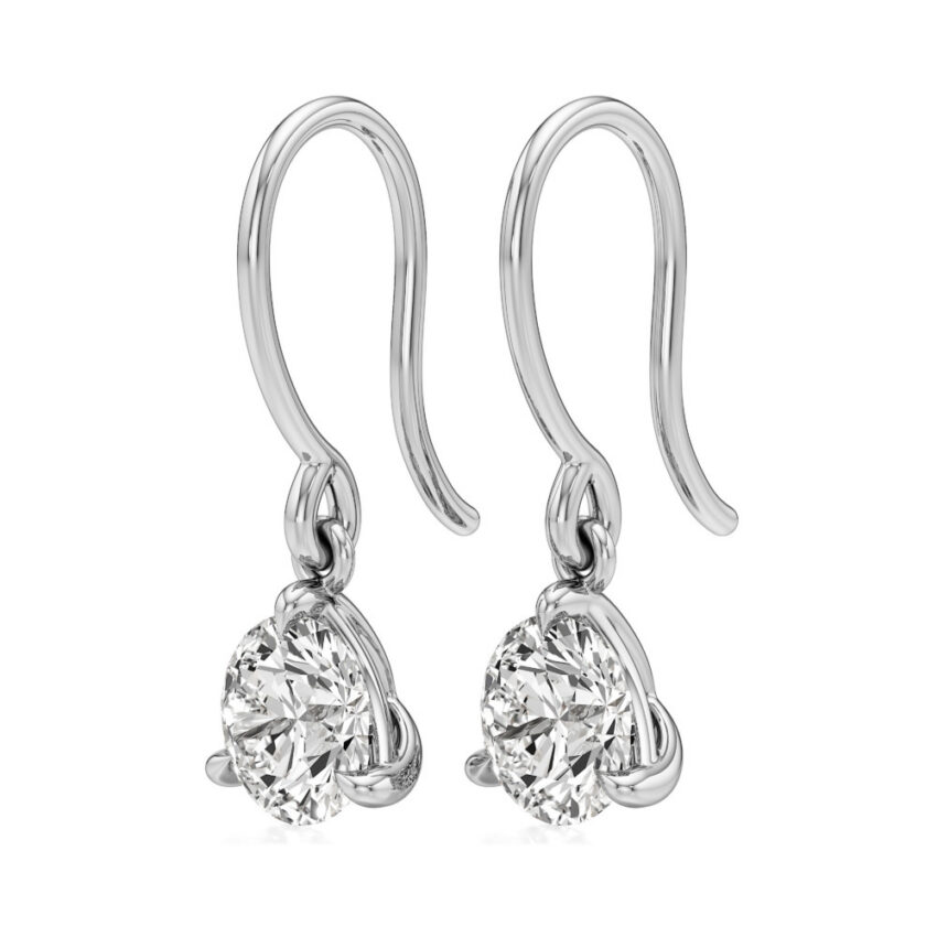 round lab grown diamond drop earrings white gold angle