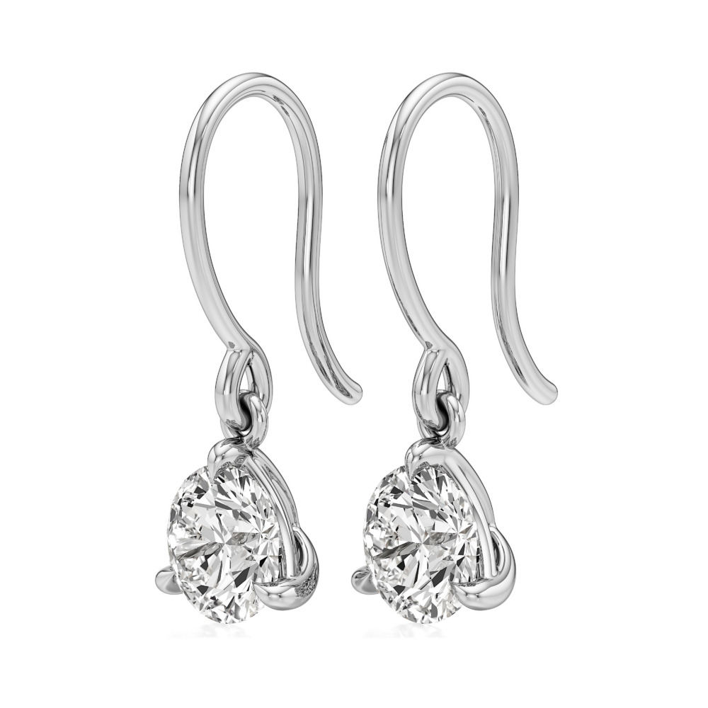 round lab grown diamond drop earrings white gold angle