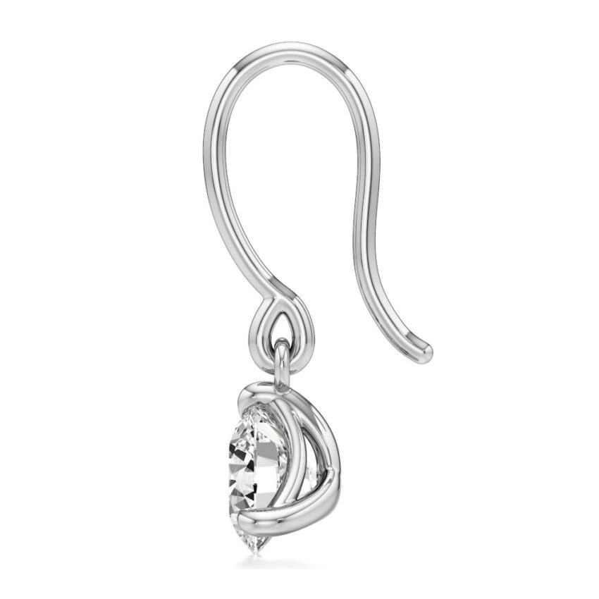 round lab grown diamond drop earrings white gold side