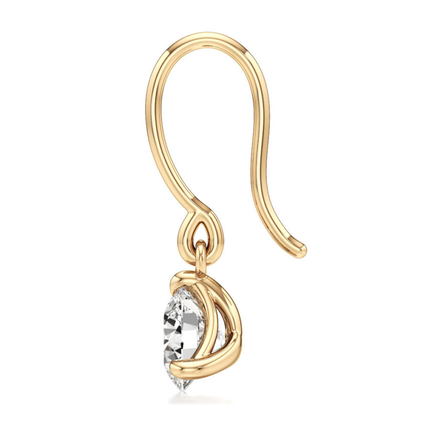 round lab grown diamond drop earrings yellow gold side