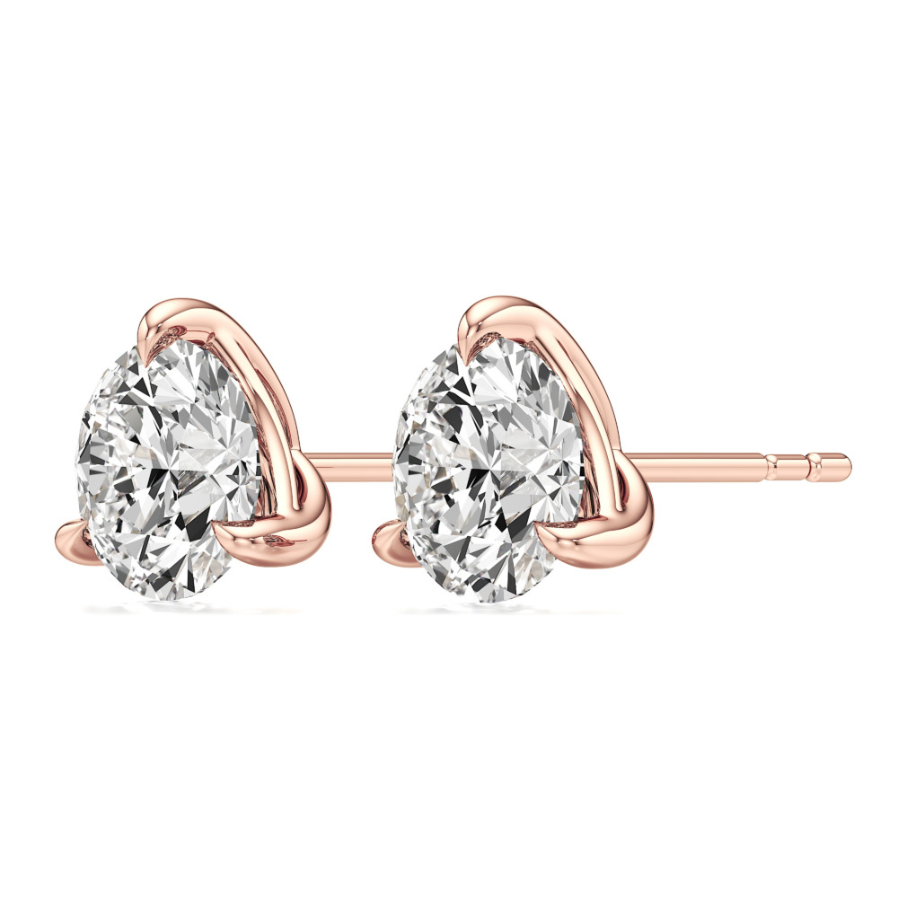 round lab grown diamond stud earrings rose gold angle