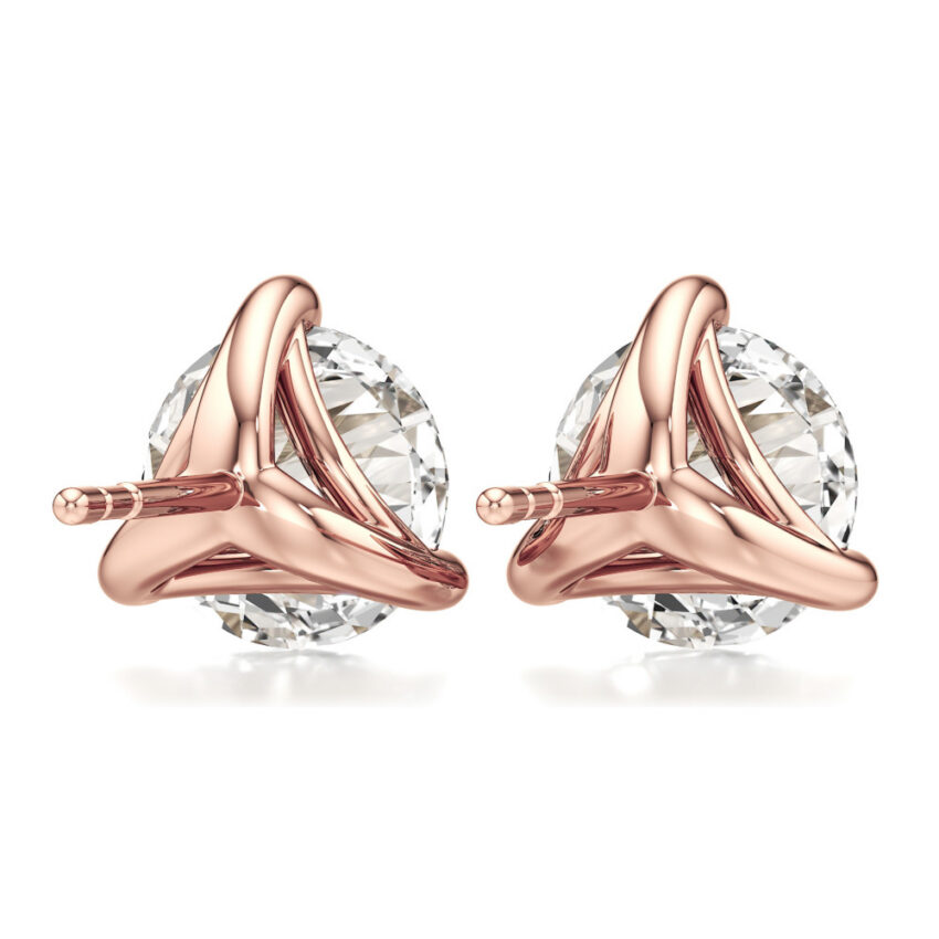 round lab grown diamond stud earrings rose gold back