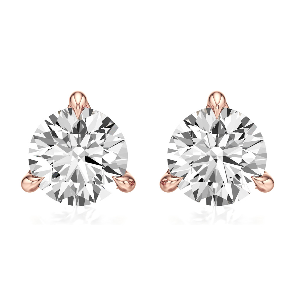 round lab grown diamond stud earrings rose gold front round lab grown diamond stud earrings rose gold front