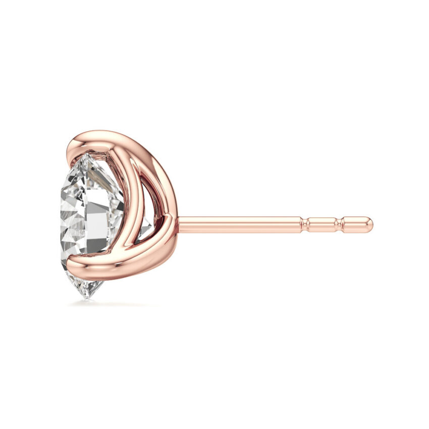 round lab grown diamond stud earrings rose gold side