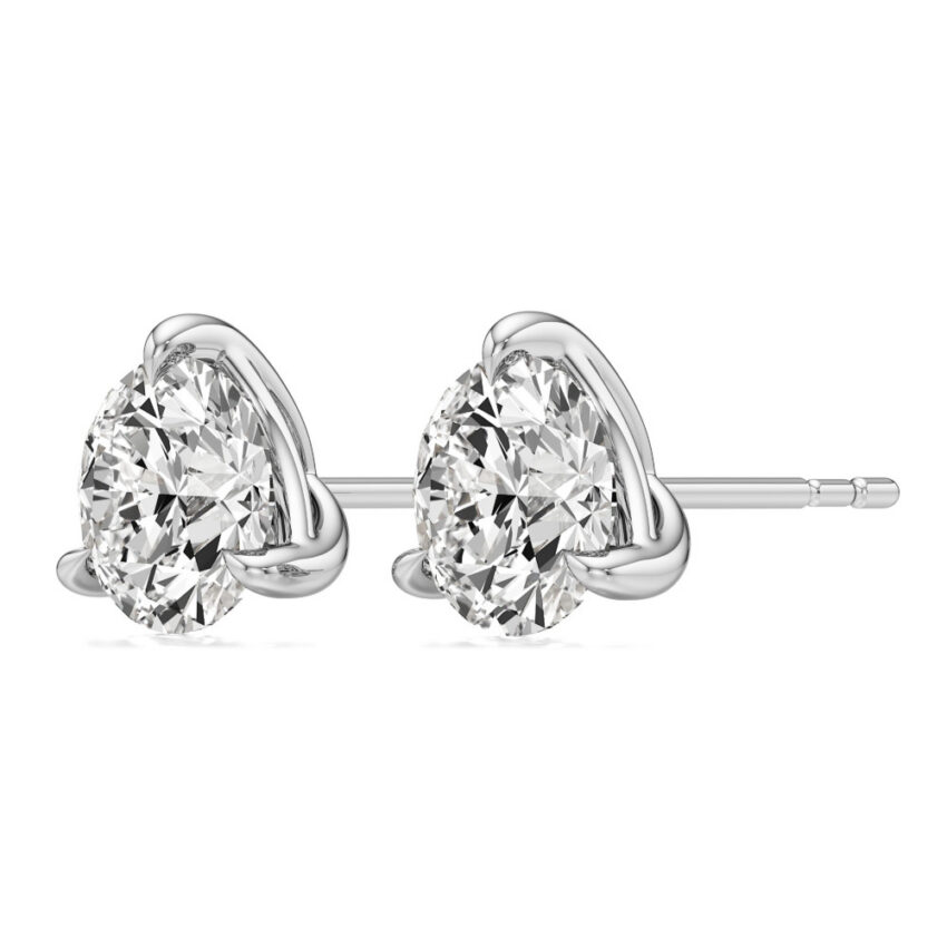 round lab grown diamond stud earrings white gold angle