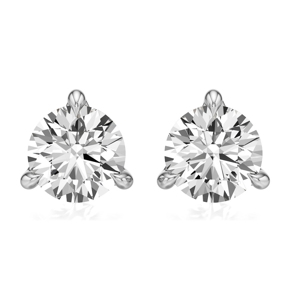round lab grown diamond stud earrings white gold front round lab grown diamond stud earrings white gold front