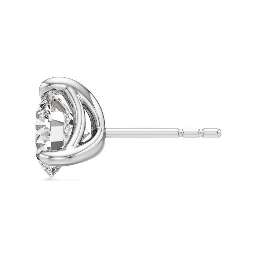 round lab grown diamond stud earrings white gold side